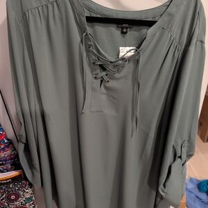 Torrid Sage Lace-Up Blouse
